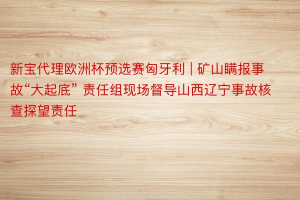 新宝代理欧洲杯预选赛匈牙利 | 矿山瞒报事故“大起底” 责任组现场督导山西辽宁事故核查探望责任