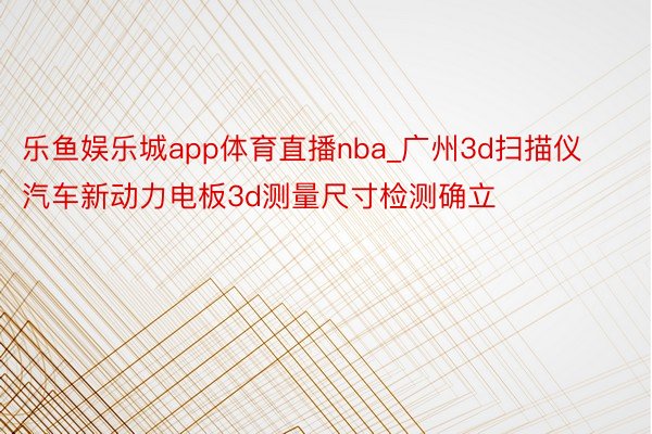 乐鱼娱乐城app体育直播nba_广州3d扫描仪汽车新动力电板3d测量尺寸检测确立