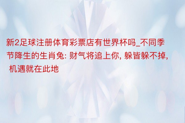 新2足球注册体育彩票店有世界杯吗_不同季节降生的生肖兔: 财气将追上你, 躲皆躲不掉, 机遇就在此地
