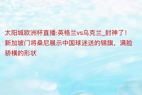 太阳城欧洲杯直播:英格兰vs乌克兰_封神了！新加坡门将桑尼展示中国球迷送的锦旗，满脸骄横的形状